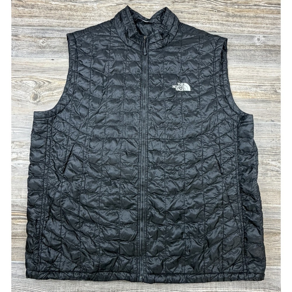 The North Face Thermoball Vest Men's XL Black Quilted Puffer Full Zip SMALL HOLE